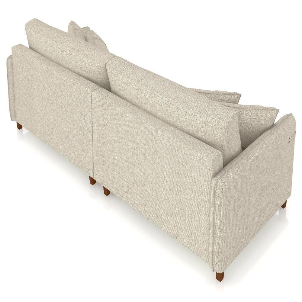 Sofá 3 Lugares Living 232cm Pé Madeira Zoe Linho Cru Z08 - Mpozenato - 6