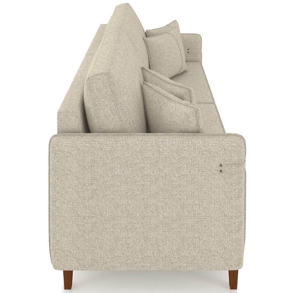 Sofá 3 Lugares Living 232cm Pé Madeira Zoe Linho Cru Z08 - Mpozenato - 7