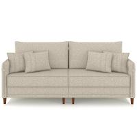 Sofá 3 Lugares Living 232cm Pé Madeira Zoe Linho Cru Z08 - Mpozenato - 5