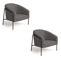 Poltrona Sala Industrial Alta Preto Kit 2 Stella Bouclê D03 - D'rossi Cor Grafite - 5