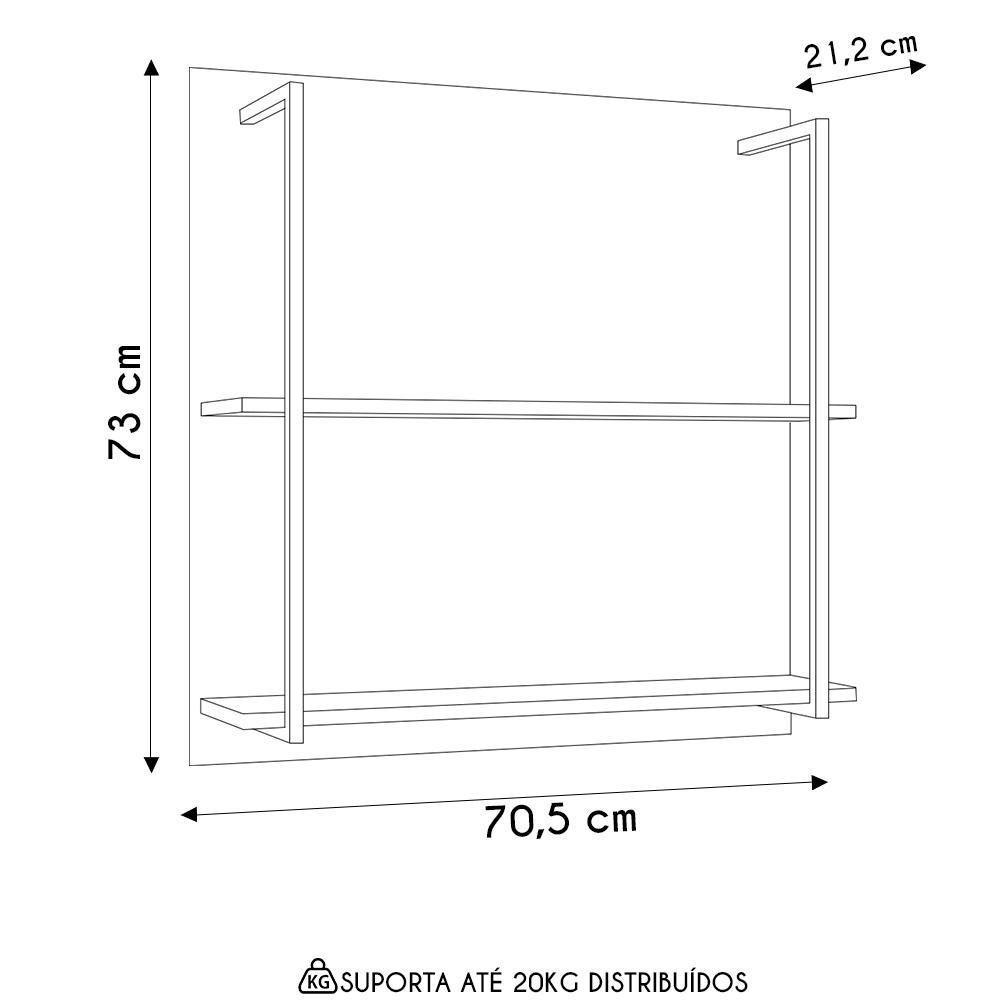 Prateleira Industrial Cozinha Dupla Com Painel Flora Z34 Branco/freijó - Mpozenato - 4