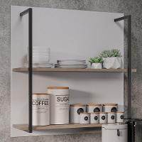 Prateleira Industrial Cozinha Dupla Com Painel Flora Z34 Branco/freijó - Mpozenato - 2