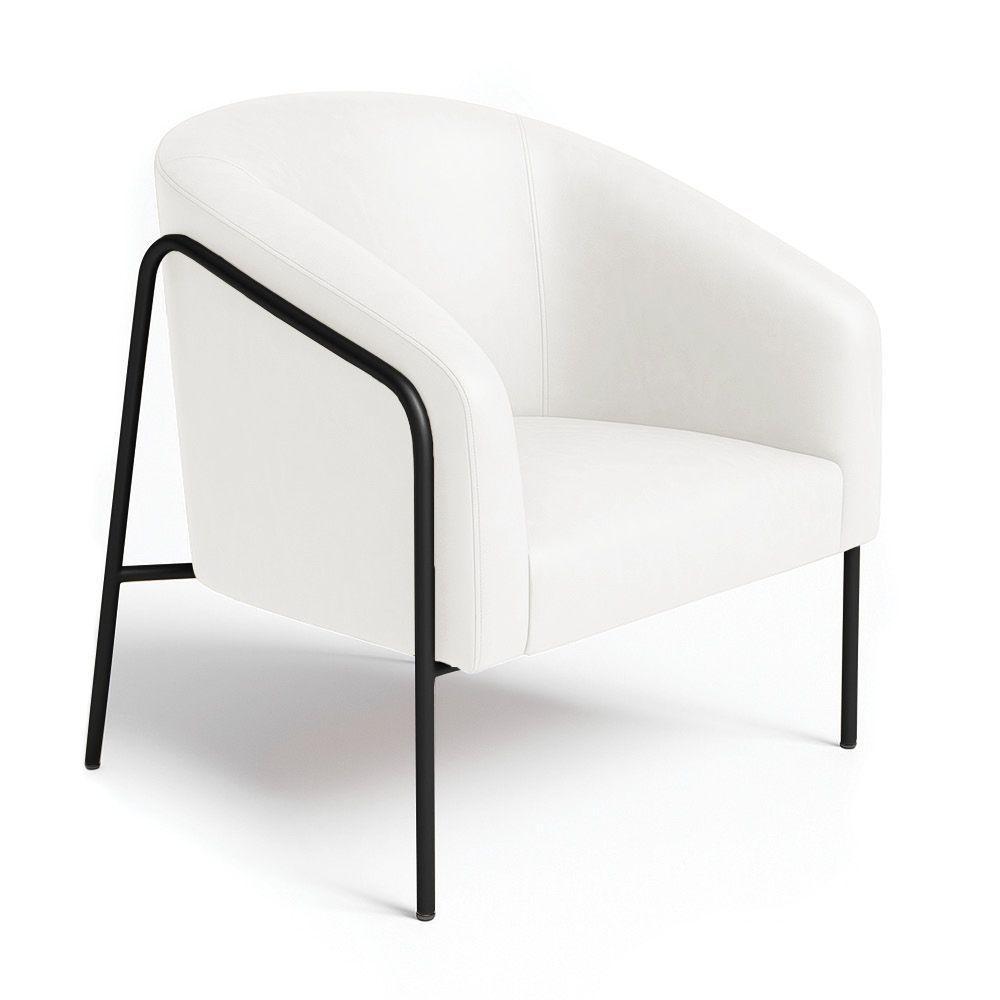 Poltrona Sala Industrial Alta Preto Kit 2 Stella Sintético Pu Branco D03 - D'rossi - 5