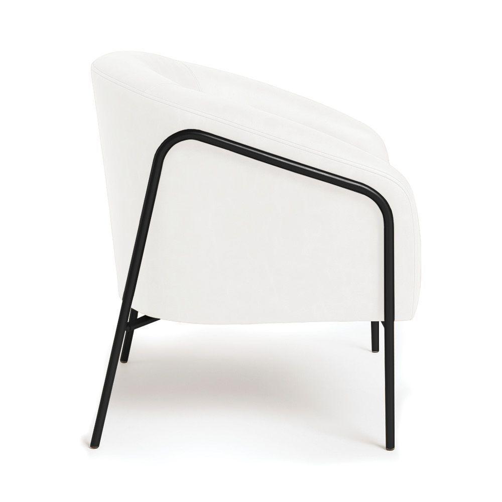 Poltrona Sala Industrial Alta Preto Kit 2 Stella Sintético Pu Branco D03 - D'rossi - 6