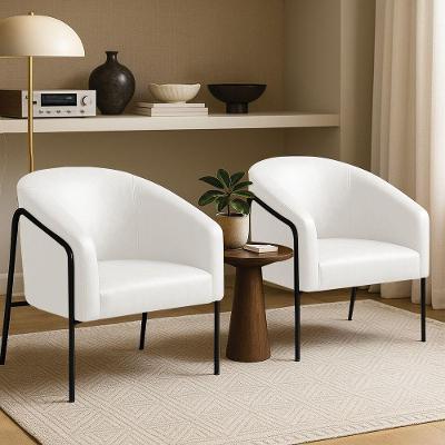 Poltrona Sala Industrial Alta Preto Kit 2 Stella Sintético Pu Branco D03 - D'rossi