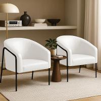 Poltrona Sala Industrial Alta Preto Kit 2 Stella Sintético Pu Branco D03 - D'rossi - 1