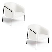 Poltrona Sala Industrial Alta Preto Kit 2 Stella Sintético Pu Branco D03 - D'rossi - 2