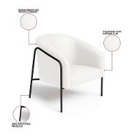 Poltrona Sala Industrial Alta Preto Kit 2 Stella Sintético Pu Branco D03 - D'rossi - 3