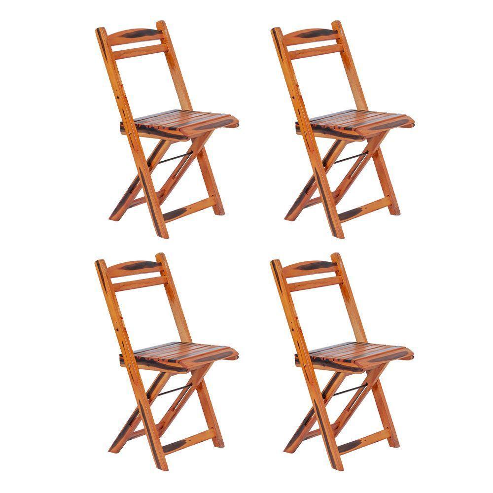 Kit 4 Cadeiras Dobrável Madeira Maciça Ypê Perfeita Para Ambientes Externos E Cobertos Cerejeira - 1