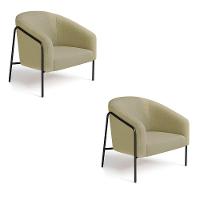 Poltrona Sala Industrial Alta Preto Kit 2 Stella Bouclê D03 - D'rossi Cor Pistache - 2