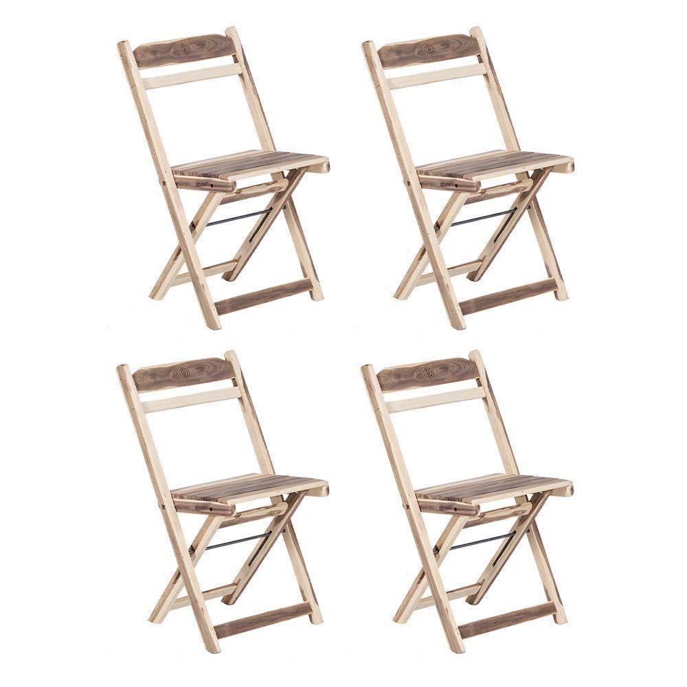 Kit 4 Cadeiras Dobrável Em Madeira Maciça Ypê Conforto E Estilo Para Uso Externo Natural - 1