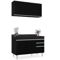 Armário Virgínia E Balcão Com Tampo Michigan 120cm Preto - Lumil - 1