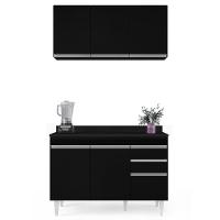 Armário Virgínia E Balcão Com Tampo Michigan 120cm Preto - Lumil - 7