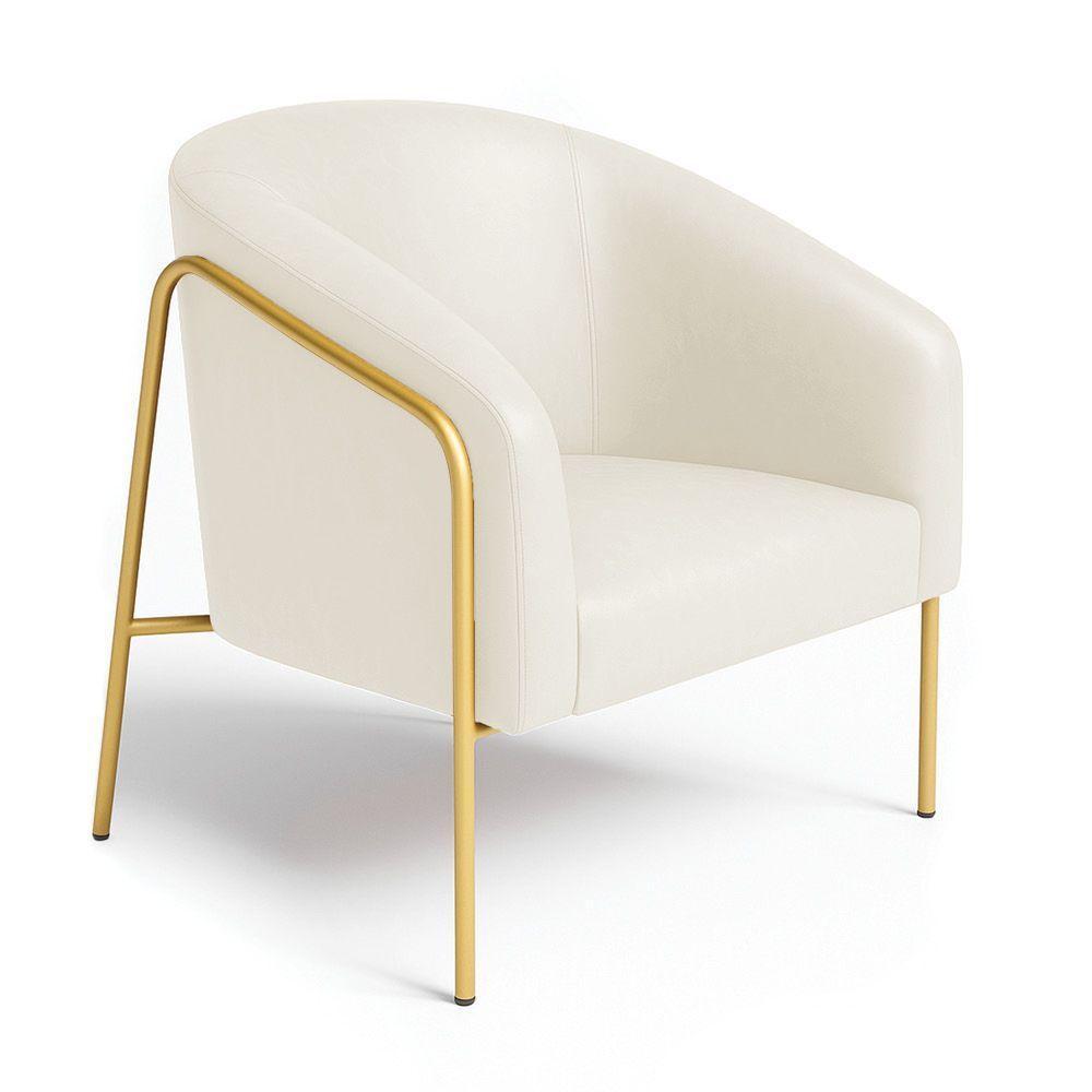 Poltrona Sala Industrial Alta Dourado Stella Sintético Pu D03 - D'rossi Cor Bege - 2