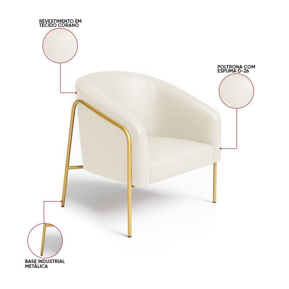 Poltrona Sala Industrial Alta Dourado Stella Sintético Pu D03 - D'rossi Cor Bege - 3
