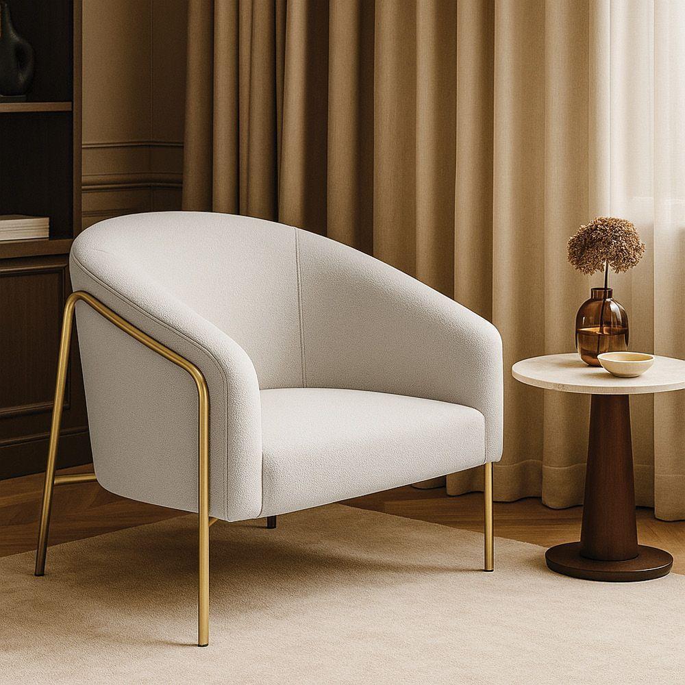 Poltrona Sala Industrial Alta Dourado Stella Bouclê D03 - D'rossi Cor Cinza - 1