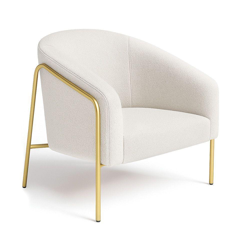 Poltrona Sala Industrial Alta Dourado Stella Bouclê D03 - D'rossi Cor Cinza - 2