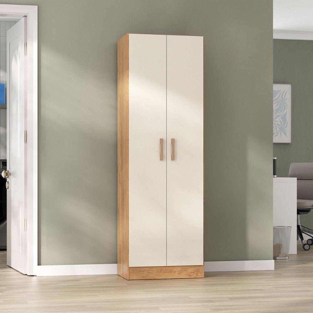 Armário Multiuso Bahamas 2 Portas Canelato Off White Atualle Canelato Rustico Com Off White - 2