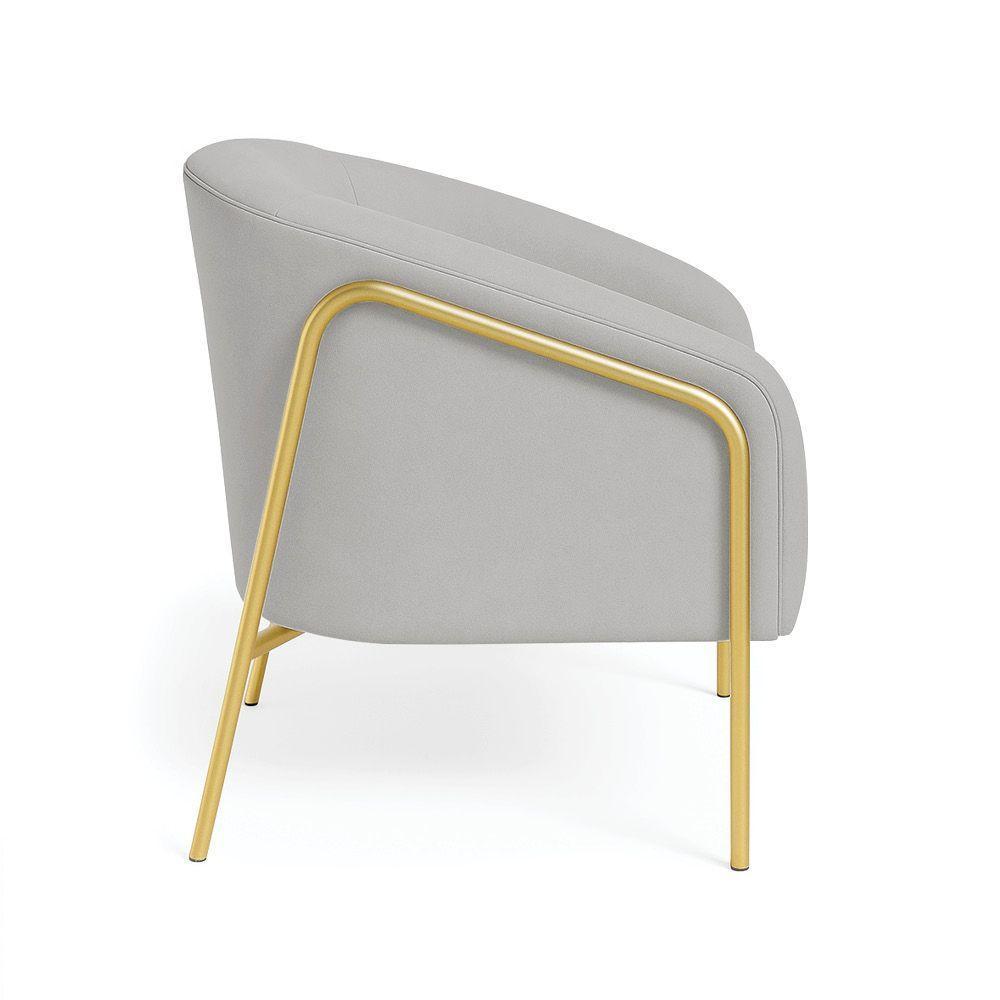 Poltrona Sala Industrial Alta Dourado Stella Suede Cinza D03 - D'rossi - 5