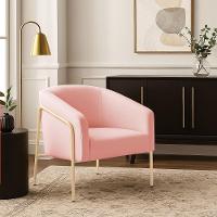 Poltrona Sala Industrial Alta Champanhe Stella Suede Rosa Bebê D03 - D'rossi - 1