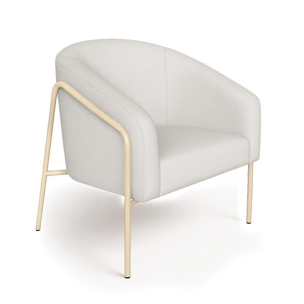 Poltrona Sala Industrial Alta Champanhe Stella Linho Cinza D03 - D'rossi - 2