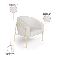 Poltrona Sala Industrial Alta Champanhe Stella Linho Cinza D03 - D'rossi - 3