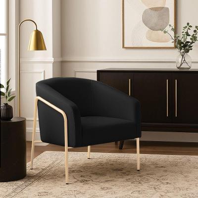 Poltrona Sala Industrial Alta Champanhe Stella Suede Preto D03 - D'rossi