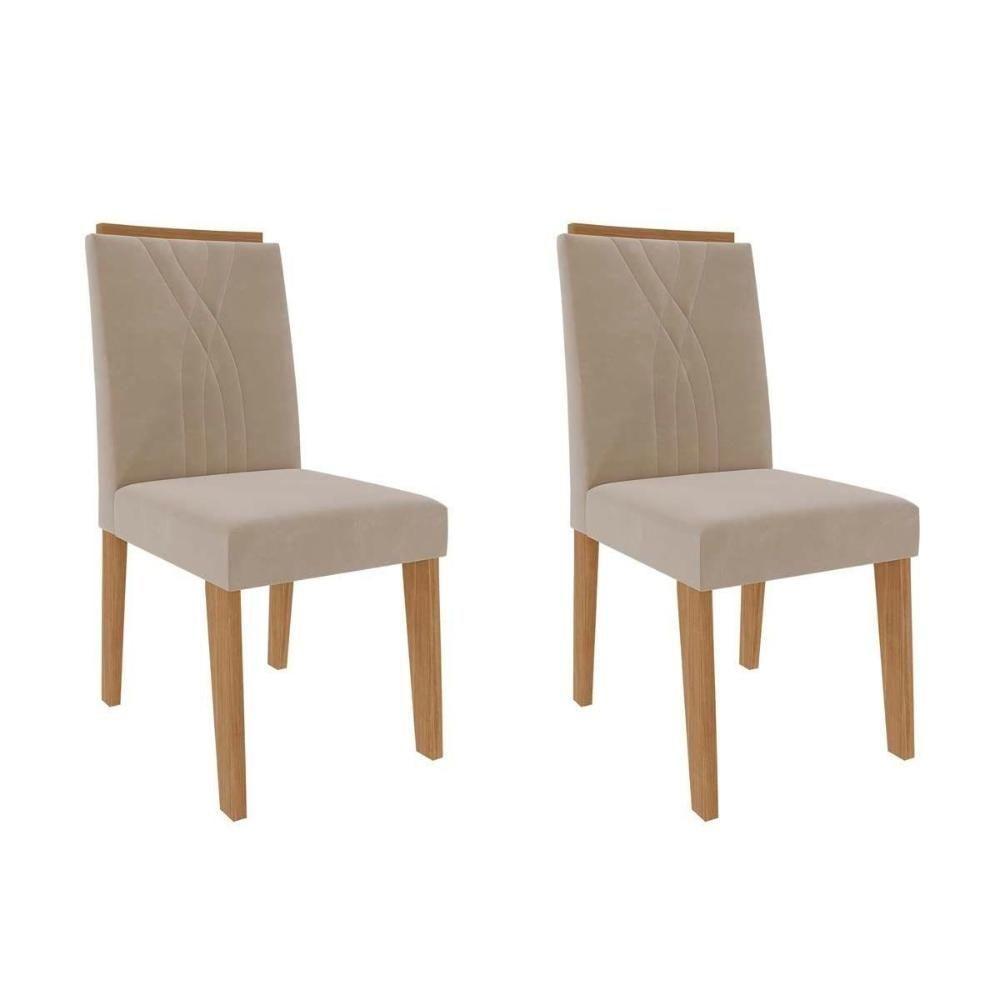 Cadeira Sala De Jantar Nicole Kit 2 Un Savana-nature-suede Nude Bege - Cimol - 1