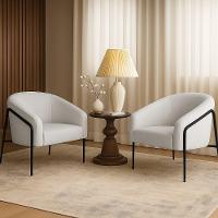 Poltrona Sala Industrial Alta Preto Kit 2 Stella Linho Cinza D03 - D'rossi - 1