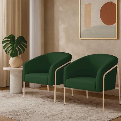 Kit 2 Poltronas Sala Industrial Alta Stella Veludo Verde D03 D'Rossi