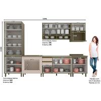 Cozinha Modulada Connect 9 Peças 33 Aéreos + 3 Balcões + 1 Paneleiro+ 2 Complementos C6p18 Duna Cristal2 Aéreos + 1 Balcão + 1 Complemento - 3