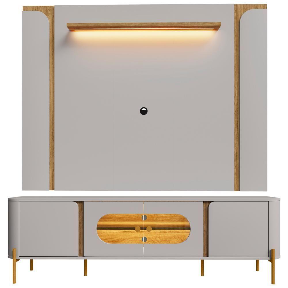 Painel TV 75 Polegadas Marina E Rack Com Led 180cm Ricky Off White Cinamomo B02 - Mpozenato - 5
