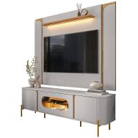 Painel TV 75 Polegadas Marina E Rack Com Led 180cm Ricky Off White Cinamomo B02 - Mpozenato - 1