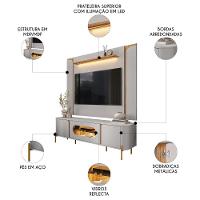 Painel TV 75 Polegadas Marina E Rack Com Led 180cm Ricky Off White Cinamomo B02 - Mpozenato - 3