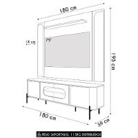 Painel TV 75 Polegadas Marina E Rack Com Led 180cm Ricky Off White Cinamomo B02 - Mpozenato