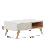 Mesa De Centro Para Sala Retangular 1 Nicho Karin C04 - D'rossi Cor Off White E Freijó - 3