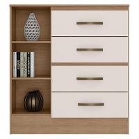 Guarda Roupa Casal Porto Com Cômoda Lite 4 Gavetas 1 Porta Nature Off White - Móveis Leão - 5