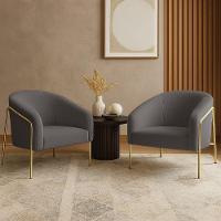 Poltrona Sala Industrial Alta Dourado Kit 2 Stella Bouclê D03 - D'rossi Cor Grafite - 1