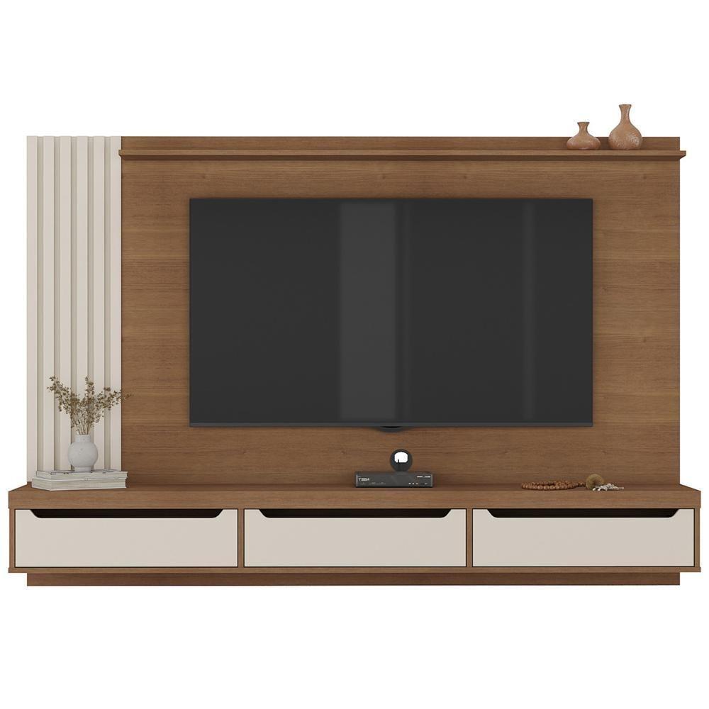 Painel TV 75 Polegadas E Bancada Suspensa Vale Cinamomo Off White A09 - Mpozenato - 6