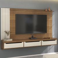 Painel TV 75 Polegadas E Bancada Suspensa Vale Cinamomo Off White A09 - Mpozenato - 1