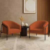 Poltrona Sala Industrial Alta Preto Kit 2 Stella Bouclê D03 - D'rossi Cor Terra - 1