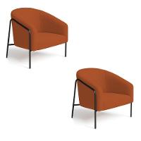 Poltrona Sala Industrial Alta Preto Kit 2 Stella Bouclê D03 - D'rossi Cor Terra - 2