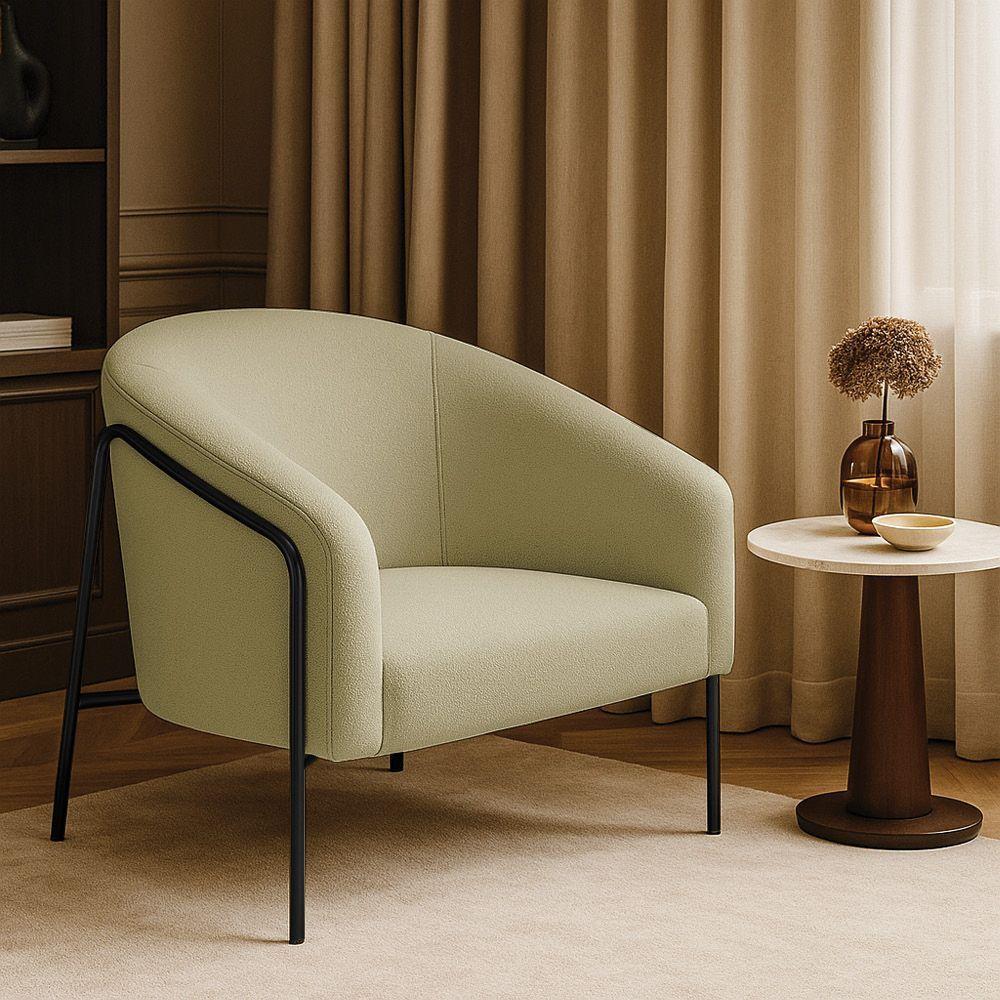 Poltrona Sala Industrial Alta Preto Stella Bouclê D03 - D'rossi Cor Pistache - 1