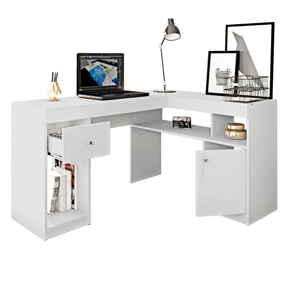 Escrivaninha Mesa Computador De Canto Office 137cm Suzan C01 - D'rossi Cor Branco - 2