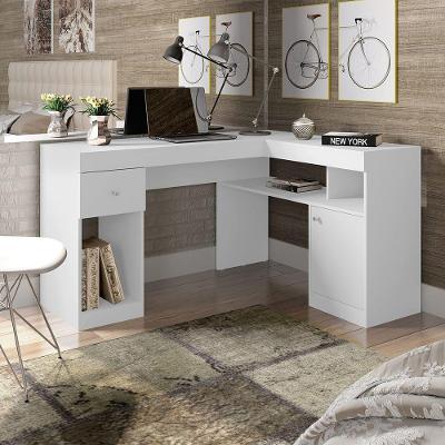Escrivaninha Mesa Computador De Canto Office 137cm Suzan C01 - D'rossi Cor Branco