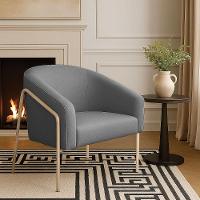 Poltrona Sala Industrial Alta Champanhe Stella Linho Grafite D03 - D'rossi - 1