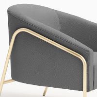 Poltrona Sala Industrial Alta Champanhe Stella Linho Grafite D03 - D'rossi - 7