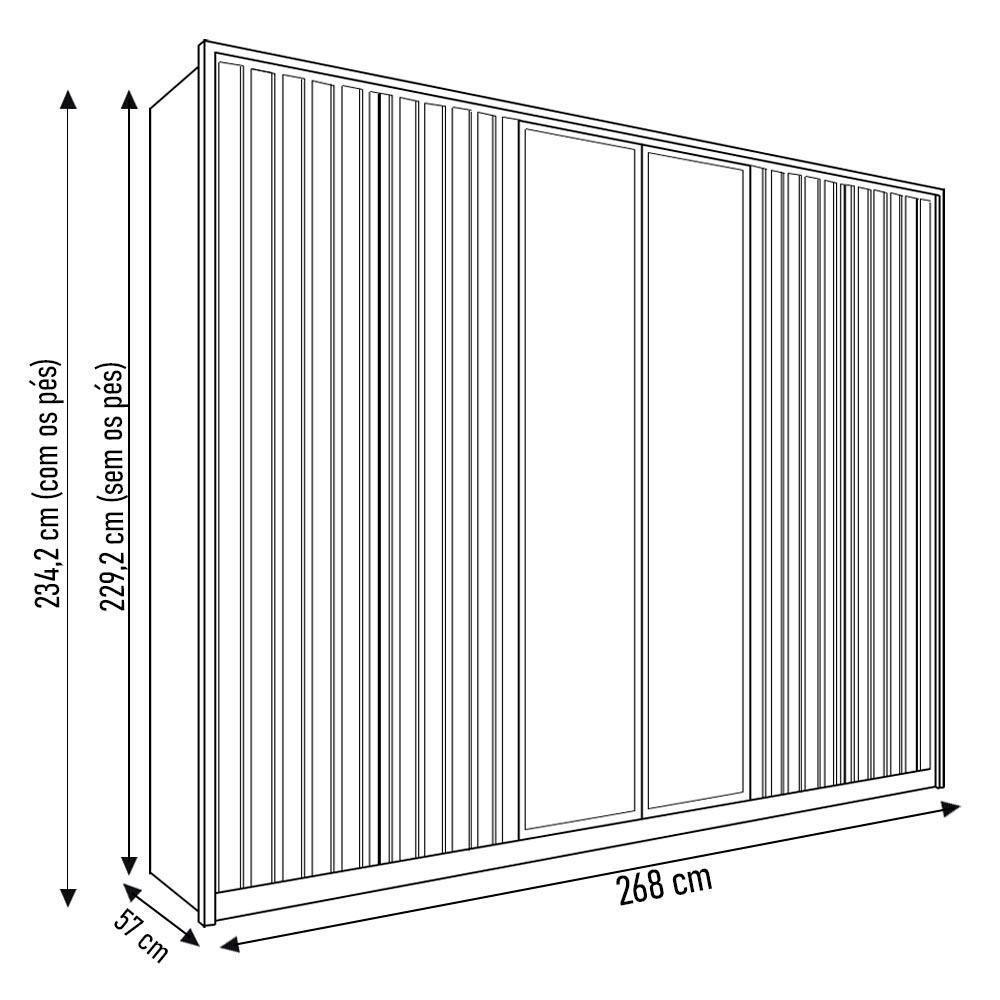 Guarda Roupa Casal 6 Portas 4 Gavetas Turium C01 Buriti - Mpozenato - 4