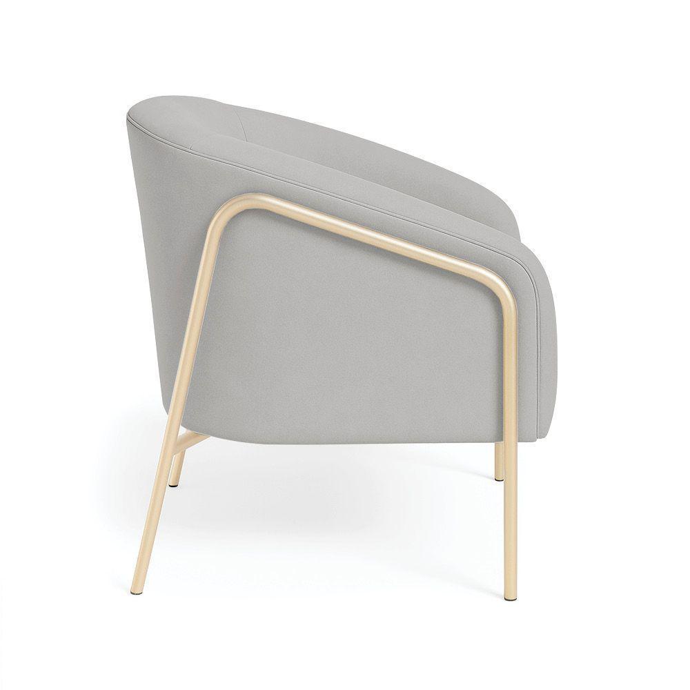 Poltrona Sala Industrial Alta Champanhe Kit 2 Stella Suede Cinza D03 - D'rossi - 6