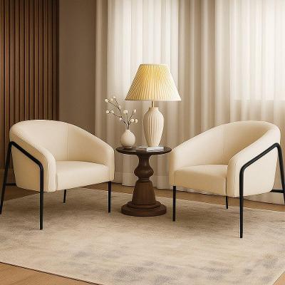 Poltrona Sala Industrial Alta Preto Kit 2 Stella Linho Bege D03 - D'rossi